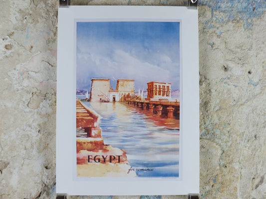 Egypt River Nile Travel Poster, Fellucas, Excursions in the Orient, Reprint, travel and tourism advertising, wall art decor 1990s