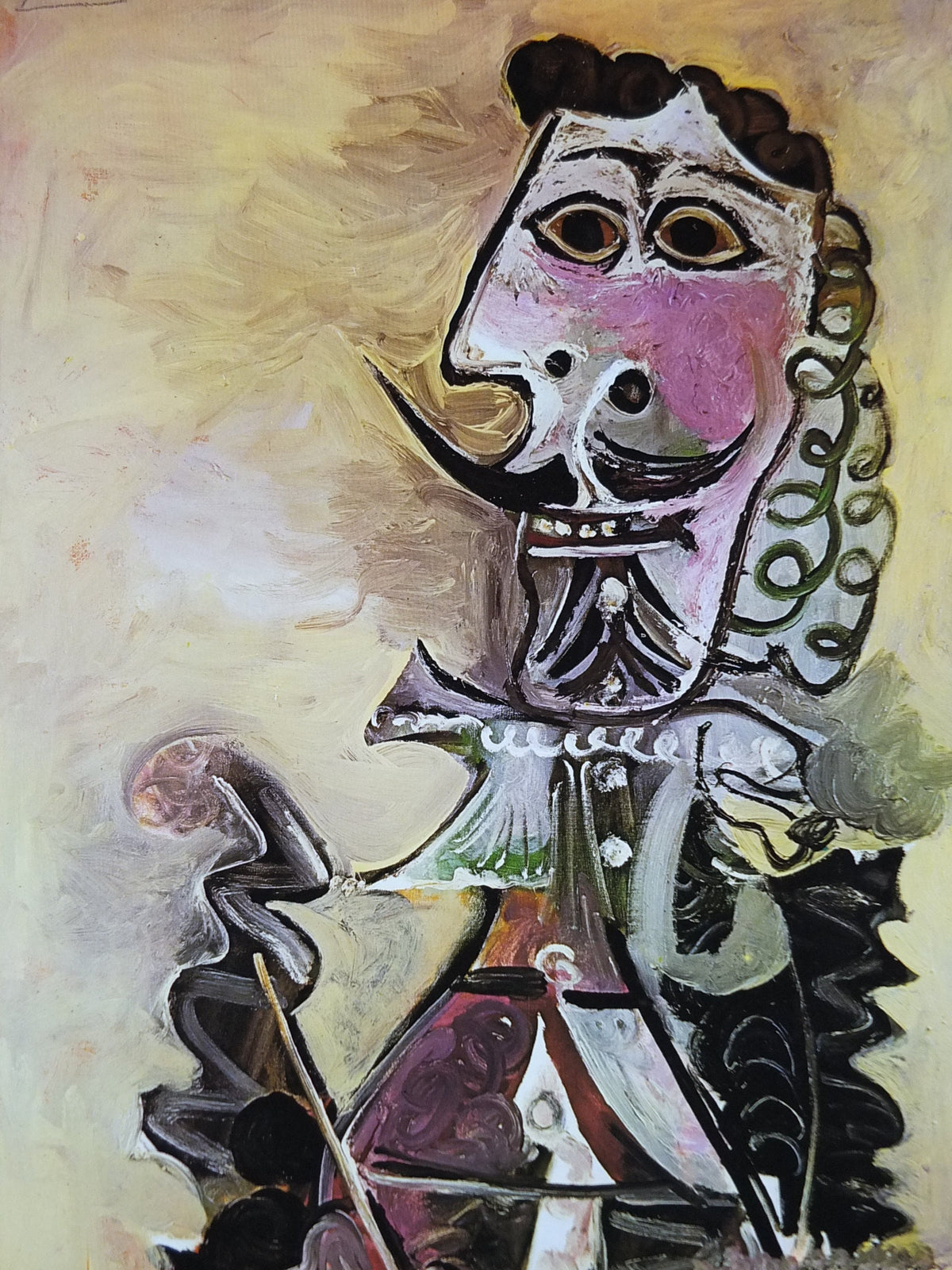 1973 Pablo Picasso Poster, Musketeer from circa 1968, Mousquetaire, Neo-Expressionism, amazing condition, Spanish painter, wall art, 1970s