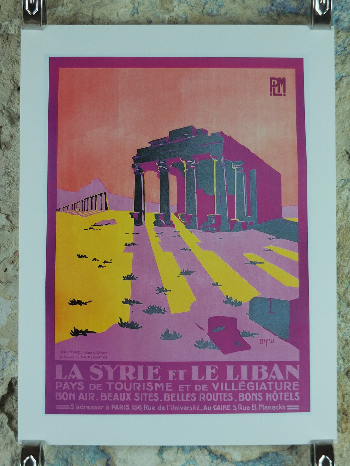 Syria Temple of Bal Travel Poster, Baal Palmyra , Excursions in the Orient, Reprint, travel and tourism advertising, wall art decor 1990s