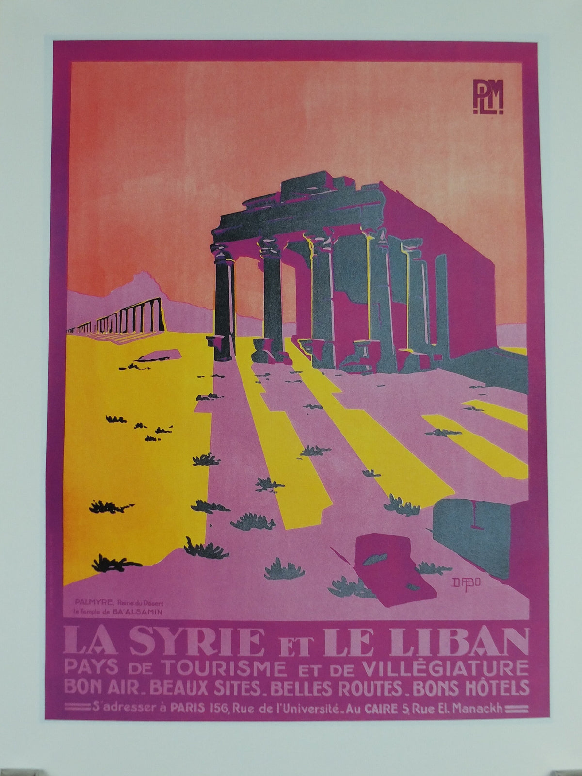 Syria Temple of Bal Travel Poster, Baal Palmyra , Excursions in the Orient, Reprint, travel and tourism advertising, wall art decor 1990s