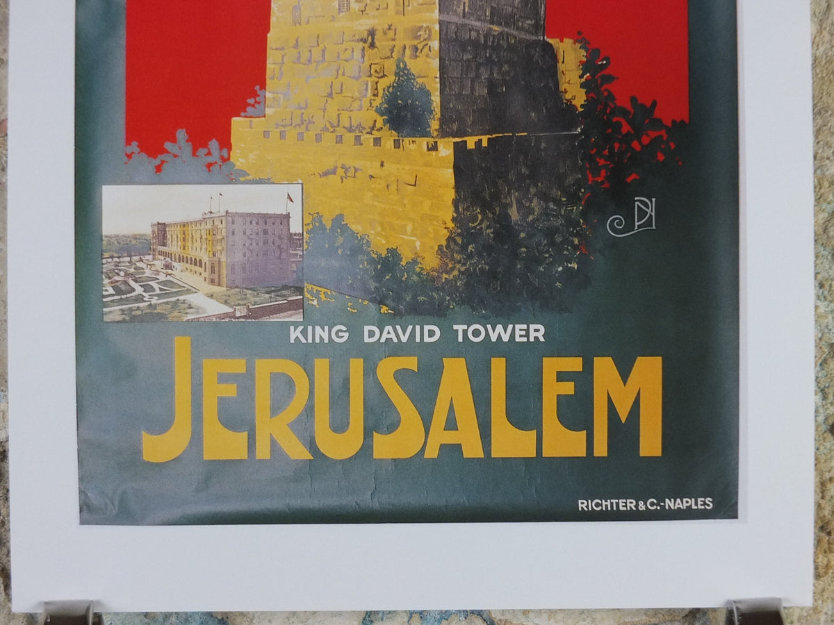 Jerusalem King David Hotel Travel Poster, Excursions in the Orient, Reprint, travel and tourism advertising, wall art decor 1990s