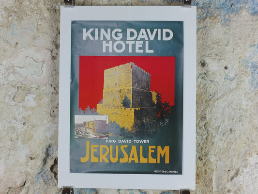 Jerusalem King David Hotel Travel Poster, Excursions in the Orient, Reprint, travel and tourism advertising, wall art decor 1990s