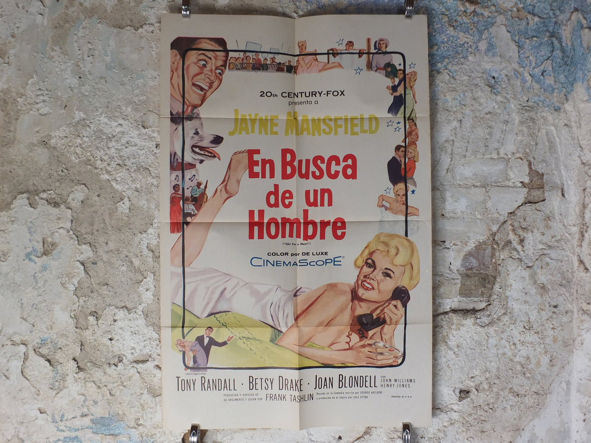 Original Vintage Movie Poster Oh for a Man Jayne Mansfield Rock Hunter Spanish 1957 1950s wall art US one sheet cinema film memorabilia