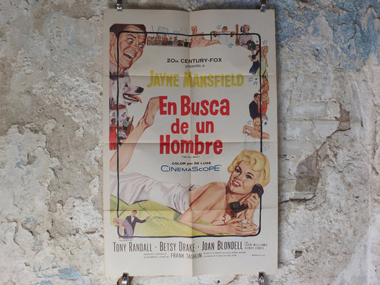 Original Vintage Movie Poster Oh for a Man Jayne Mansfield Rock Hunter Spanish 1957 1950s wall art US one sheet cinema film memorabilia
