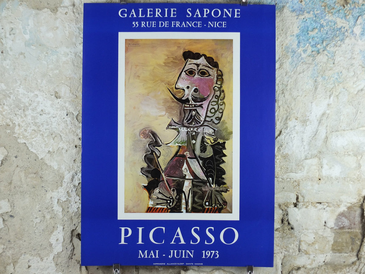 1973 Pablo Picasso Poster, Musketeer from circa 1968, Mousquetaire, Neo-Expressionism, amazing condition, Spanish painter, wall art, 1970s
