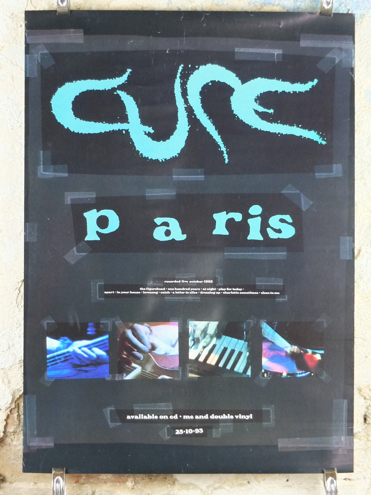 1993 The Cure Paris Poster, owned by Chris Parry the Cure's manager producer, original Live promotion, Gothic Rock, wall art