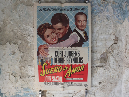 Original Vintage Movie Poster This Happy Feeling Debbie Reynolds 1958 1950s dance hugs Spanish wall art US one sheet cinema film memorabilia
