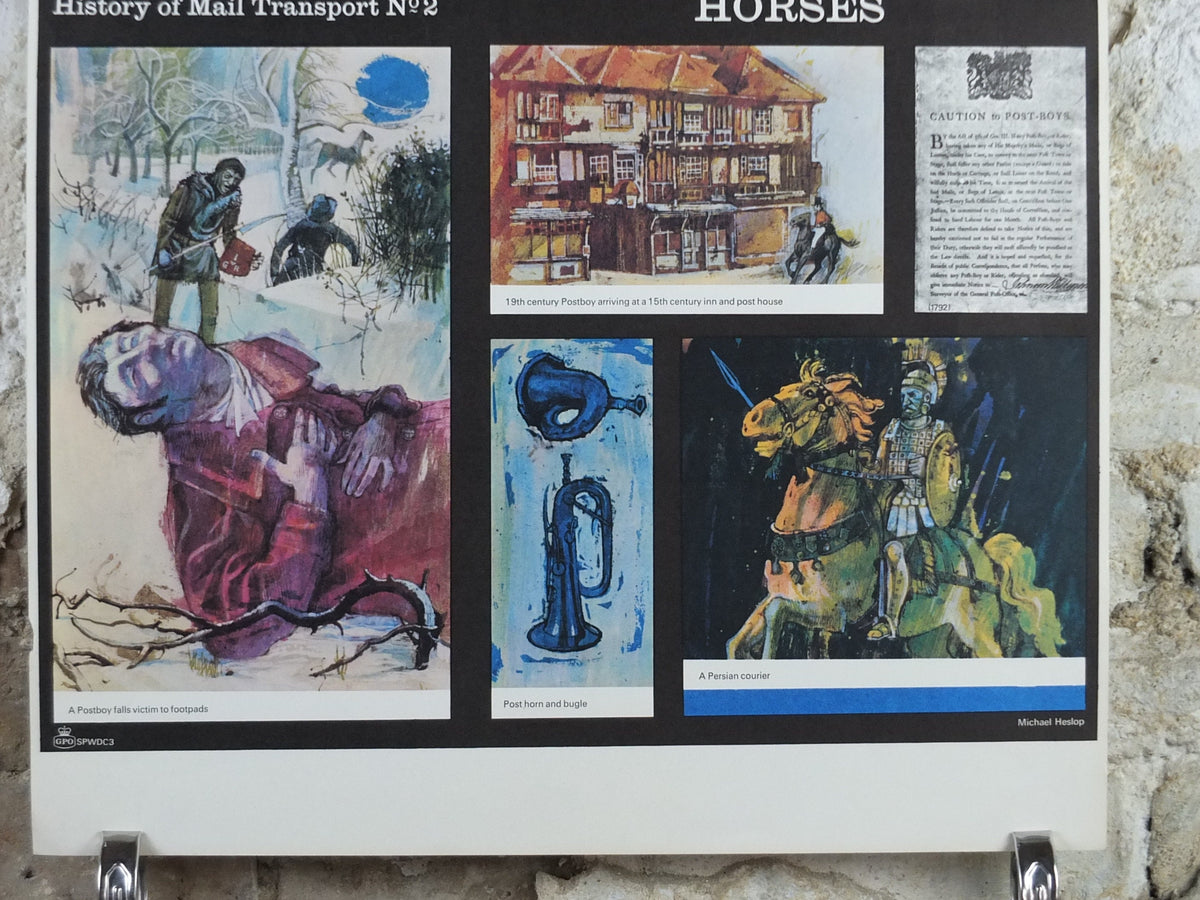 1966 History of Mail Transport Poster, Horses, GPO, General Post Office, by Michael Heslop, Royal Mail, SPWDC3, decor wall art