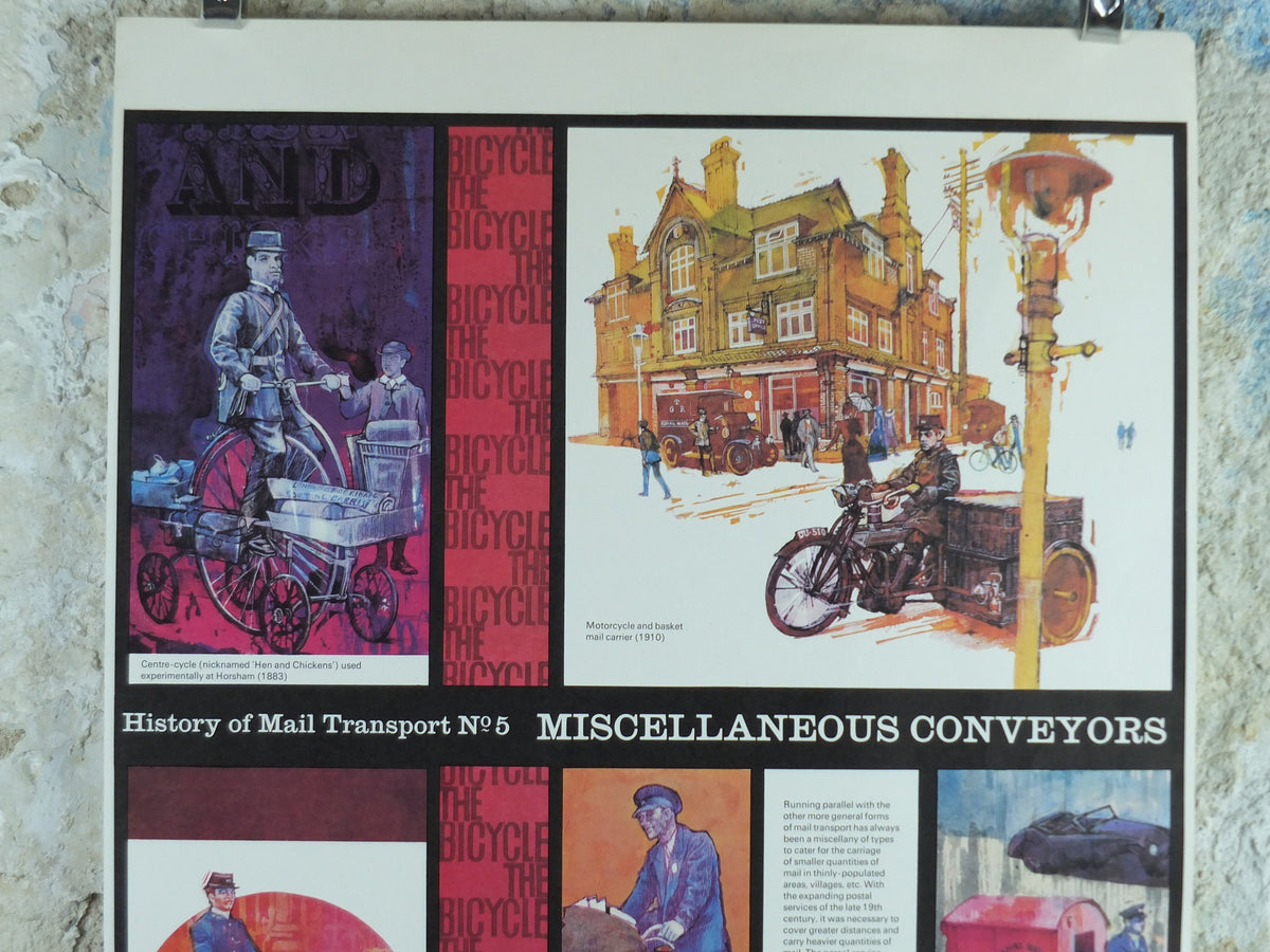 1966 History of Mail Transport Poster, Misc Conveyors, GPO, General Post Office, by Michael Heslop, Royal Mail, SPWDC3, decor wall art