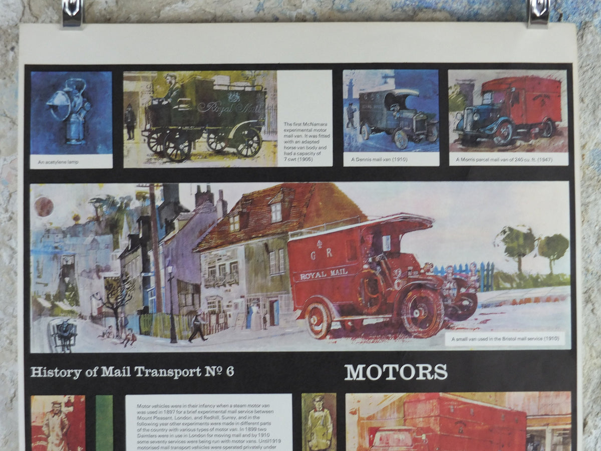 1966 History of Mail Transport Poster, Motors and Vehicles, GPO, General Post Office, by Michael Heslop, Royal Mail, SPWDC3, decor wall art