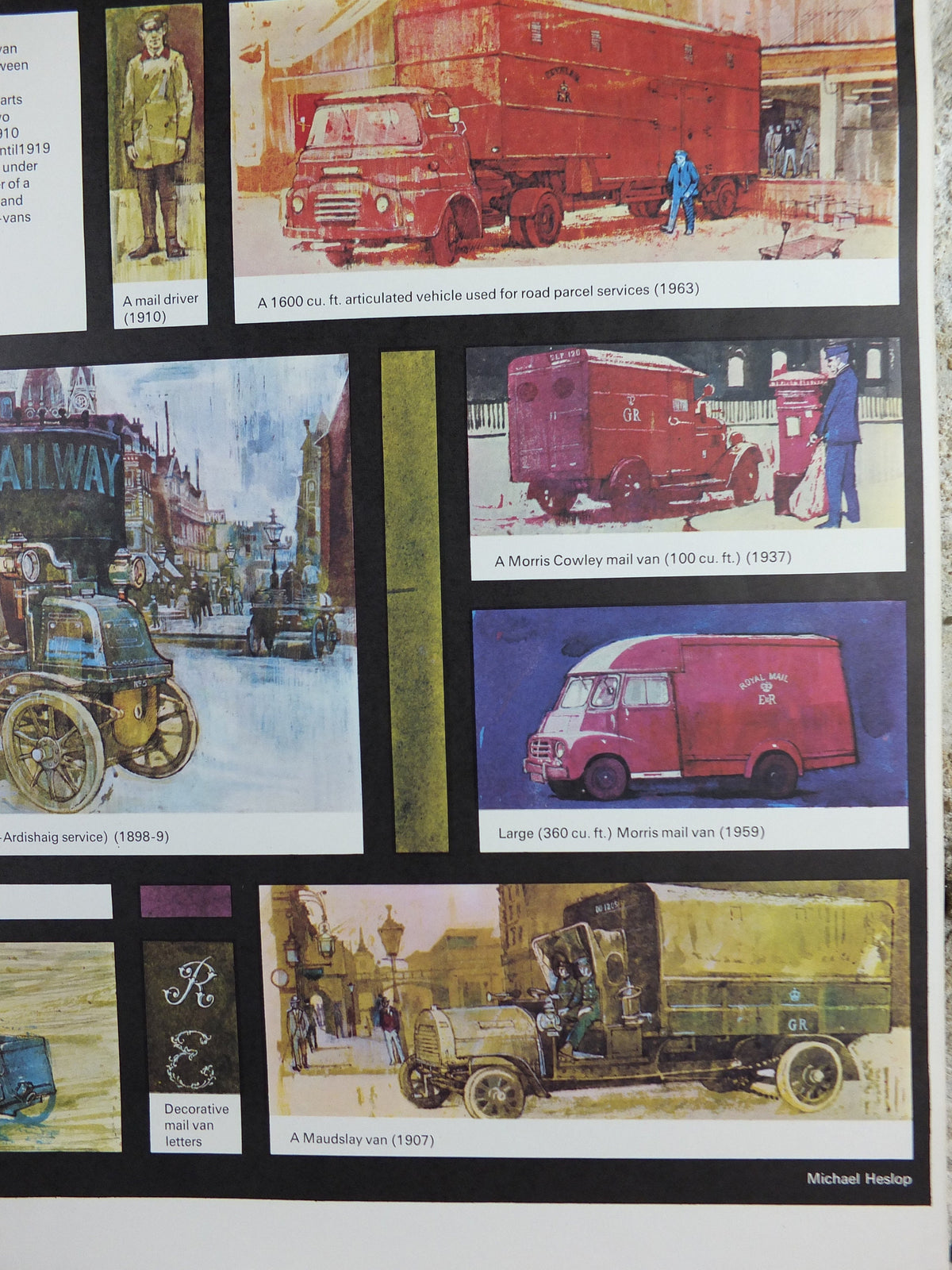 1966 History of Mail Transport Poster, Motors and Vehicles, GPO, General Post Office, by Michael Heslop, Royal Mail, SPWDC3, decor wall art