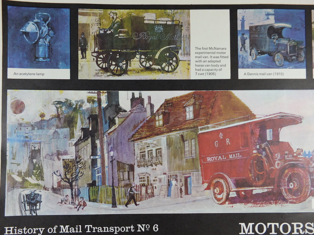 1966 History of Mail Transport Poster, Motors and Vehicles, GPO, General Post Office, by Michael Heslop, Royal Mail, SPWDC3, decor wall art