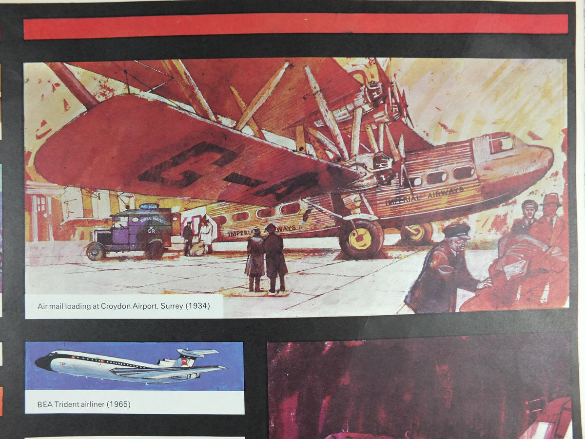 1966 History of Mail Transport Poster, Aircraft and Ships, GPO, General Post Office, by Michael Heslop, Royal Mail, SPWDC3, decor wall art