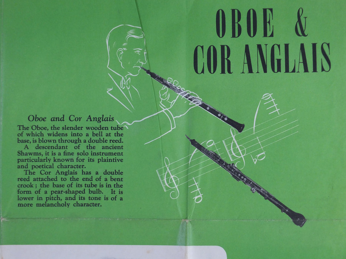 Vintage Woodwind Instruments Music Poster, Flute, Piccolo, Oboe, Clarinet, Bassoon, classical music wall art decor