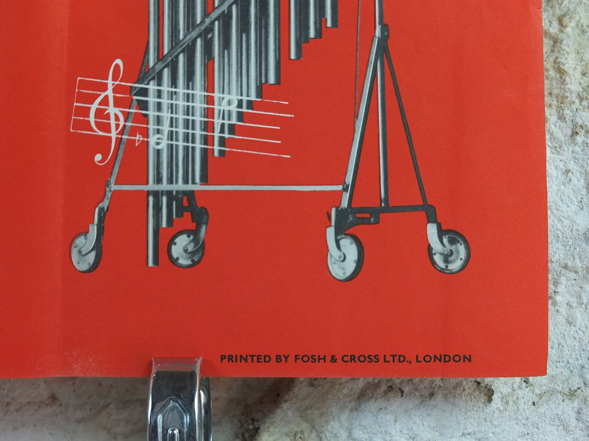 Vintage Percussion Instruments Music Poster, Drums, Xylophone, Harp, Bells, Cymbols, Gong classical music wall art decor