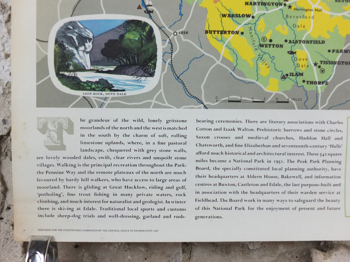 1968 Peak District Poster, National Parks, Pennines, Bakewell, Pennine Hills, Travel and Tourism, walking trail, wall art decor