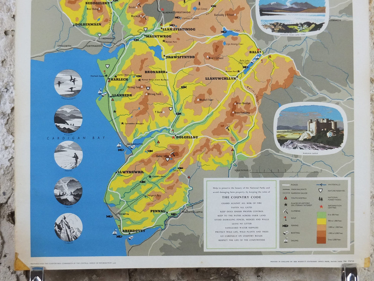 1968 Snowdonia Poster, National Parks, Mt Snowdon, Land of the Eagles, Travel and Tourism, walking trail, wall art decor