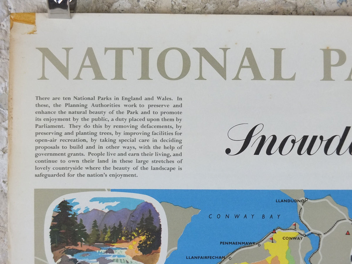 1968 Snowdonia Poster, National Parks, Mt Snowdon, Land of the Eagles, Travel and Tourism, walking trail, wall art decor