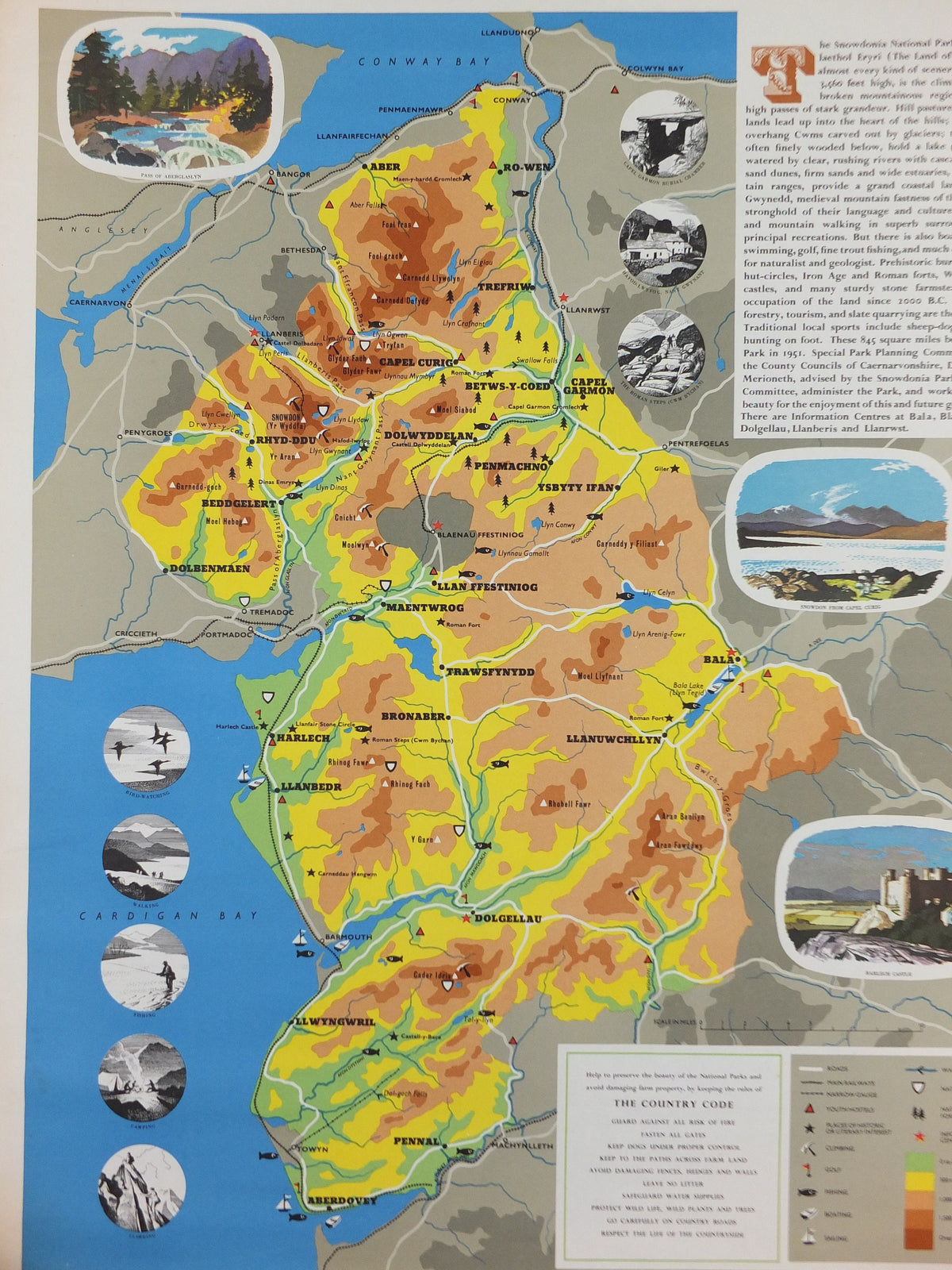 1968 Snowdonia Poster, National Parks, Mt Snowdon, Land of the Eagles, Travel and Tourism, walking trail, wall art decor