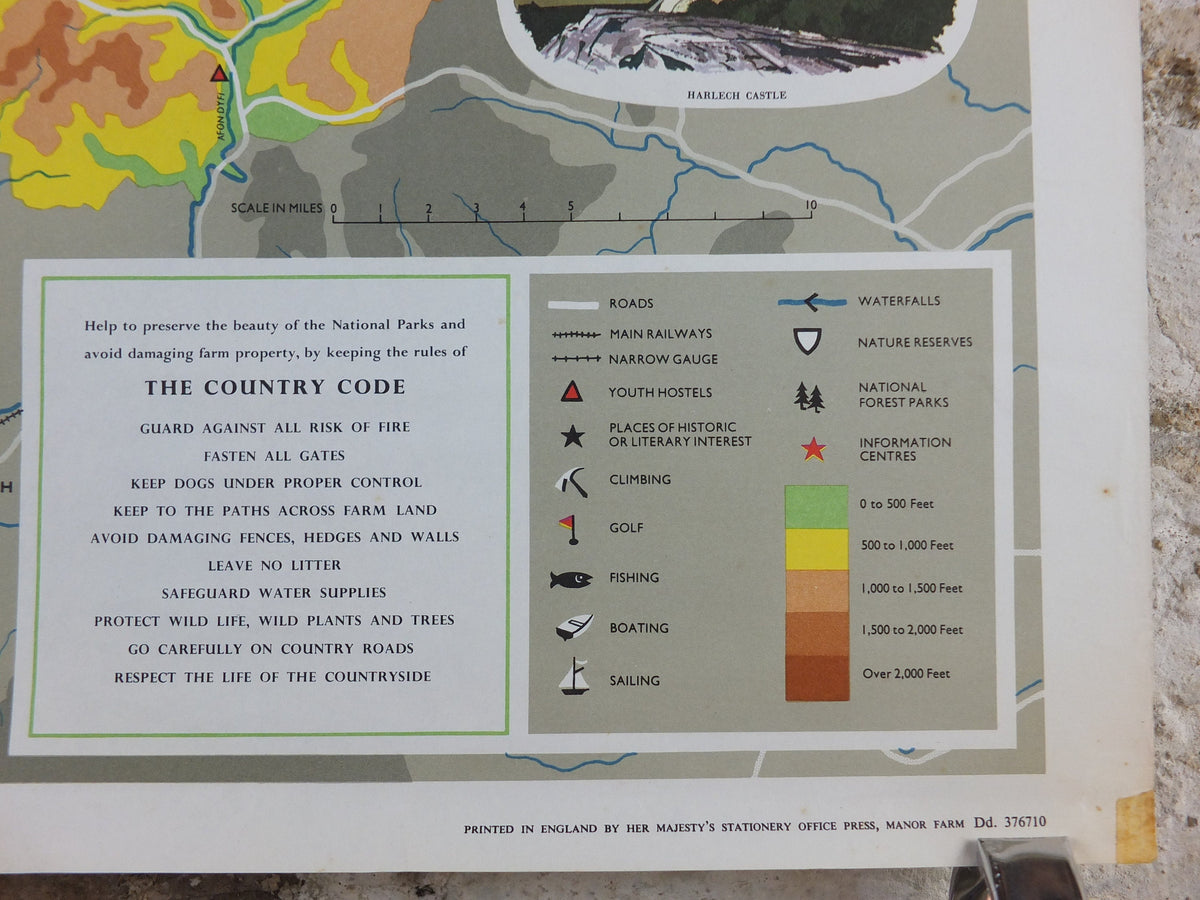 1968 Snowdonia Poster, National Parks, Mt Snowdon, Land of the Eagles, Travel and Tourism, walking trail, wall art decor