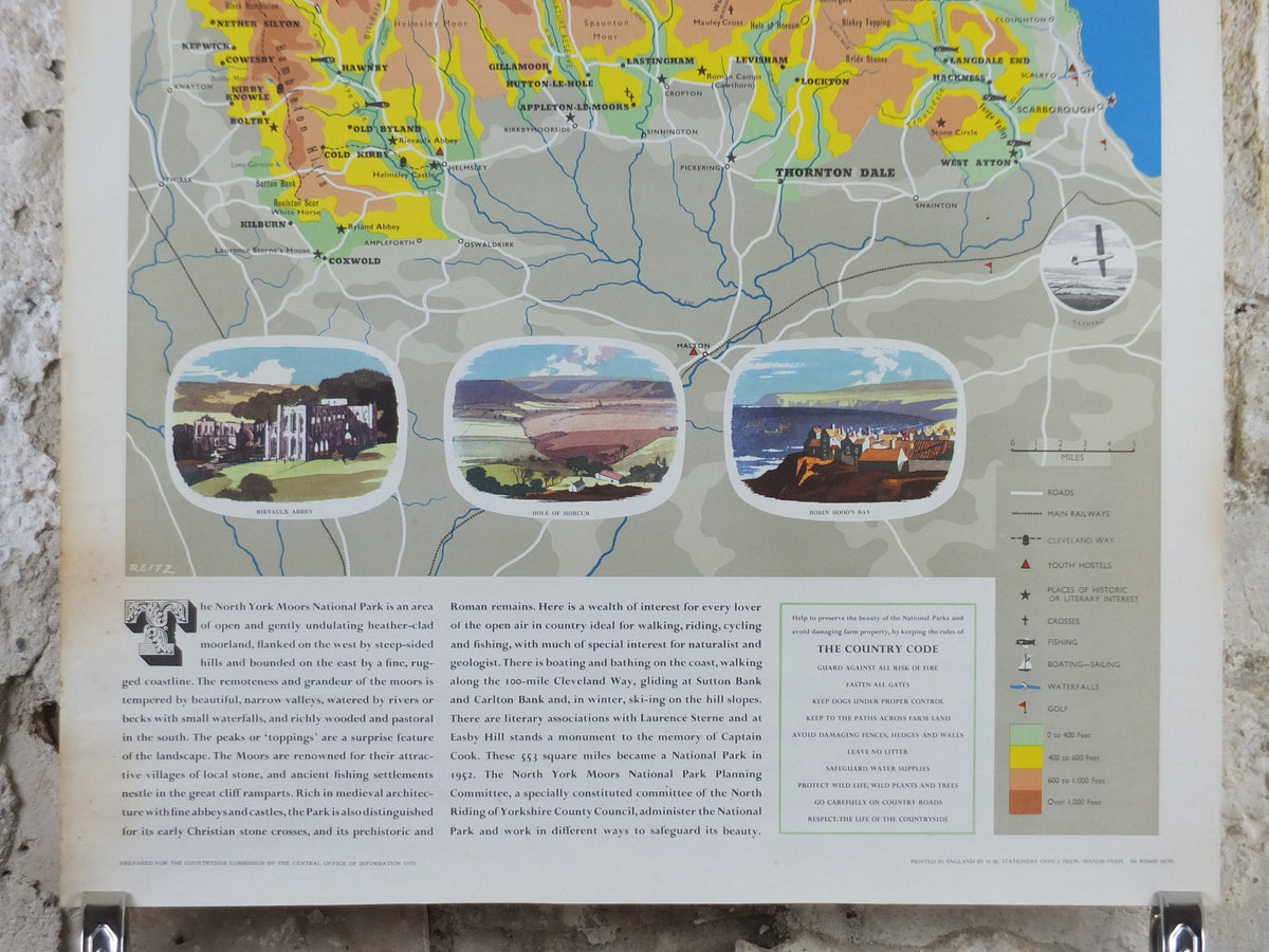 1970 North York Moors Poster, National Parks, Yorkshire, Cleveland Way, Carlton Bank, Travel and Tourism, walking trail, wall art decor