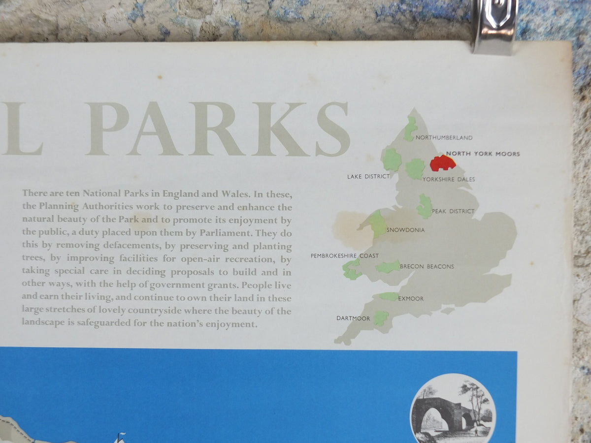 1970 North York Moors Poster, National Parks, Yorkshire, Cleveland Way, Carlton Bank, Travel and Tourism, walking trail, wall art decor