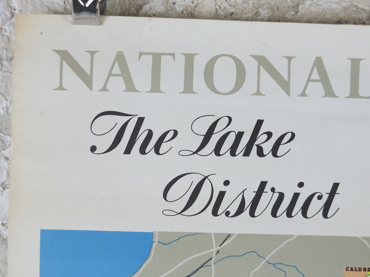 1968 Lake District Poster, National Parks, Cumbria, Scarfell Pike, Windermere, Wordsworth, Travel and Tourism, walking trail, wall art decor
