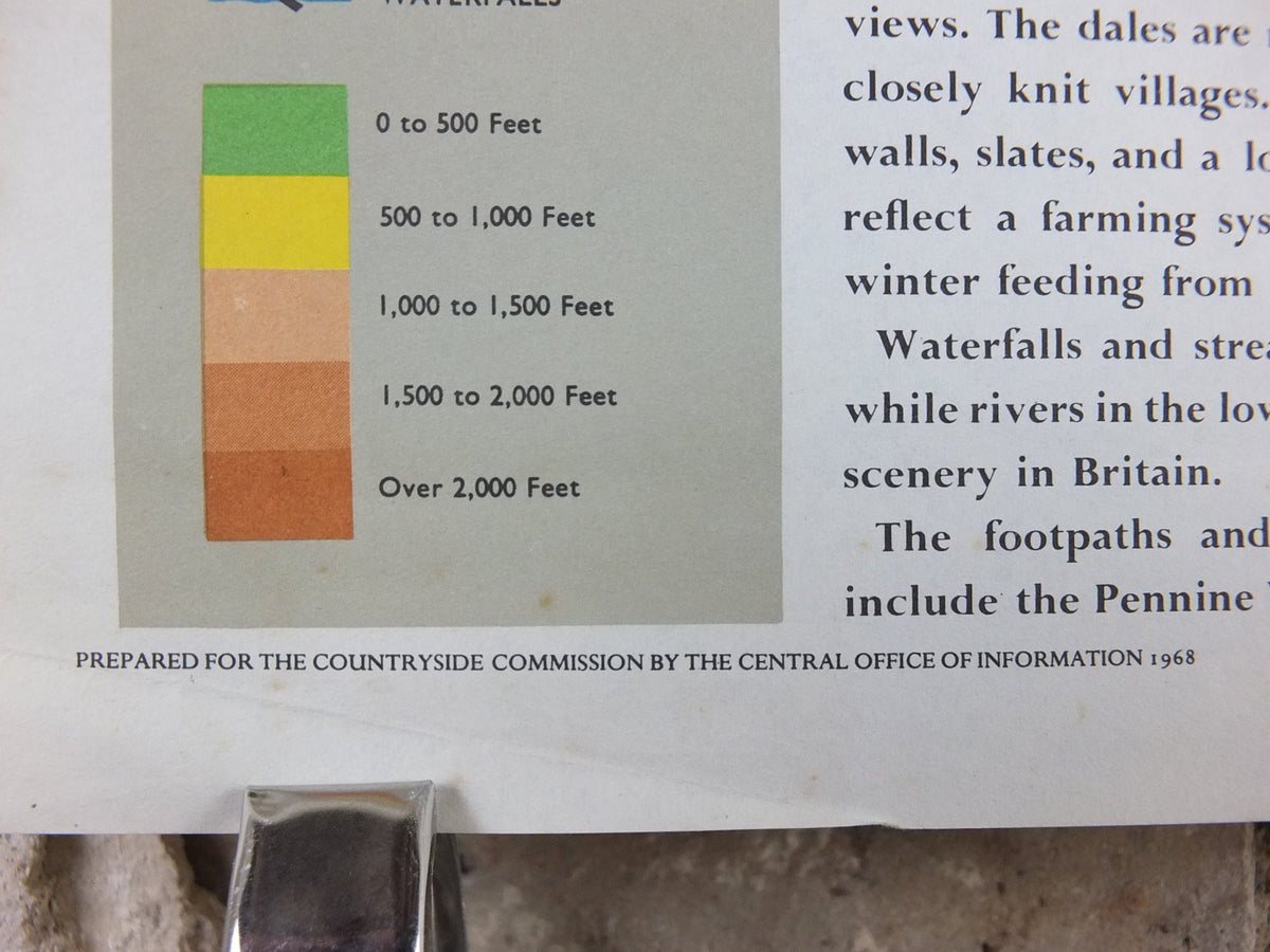 1968 Yorkshire Dales Poster, National Parks, The Pennines, Hawes, Bolton Abbey, Ridings, Travel and Tourism, walking trail, wall art decor