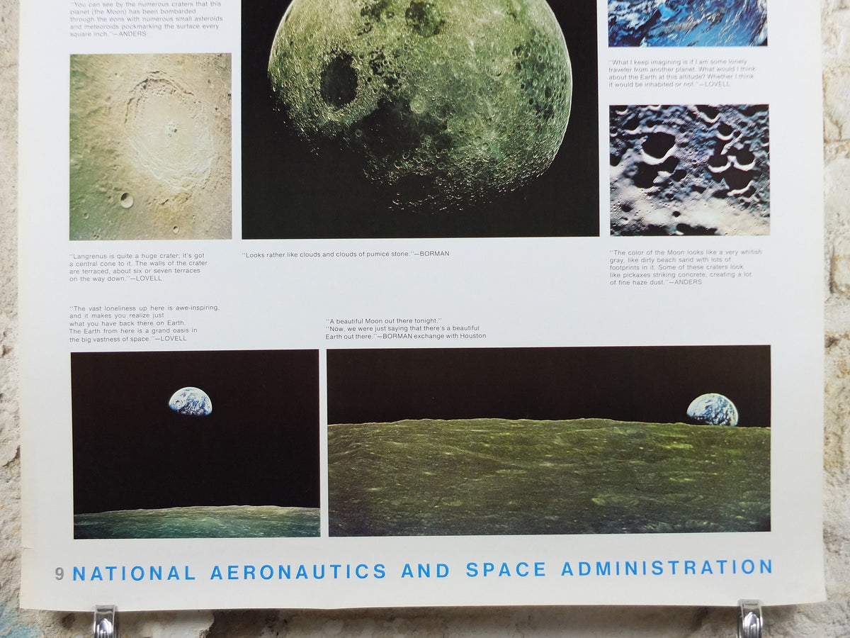 1969 NASA Apollo 8 Poster, Man's first direct close look at the Moon, Apollo Program, ISS laboratory, wall art decor