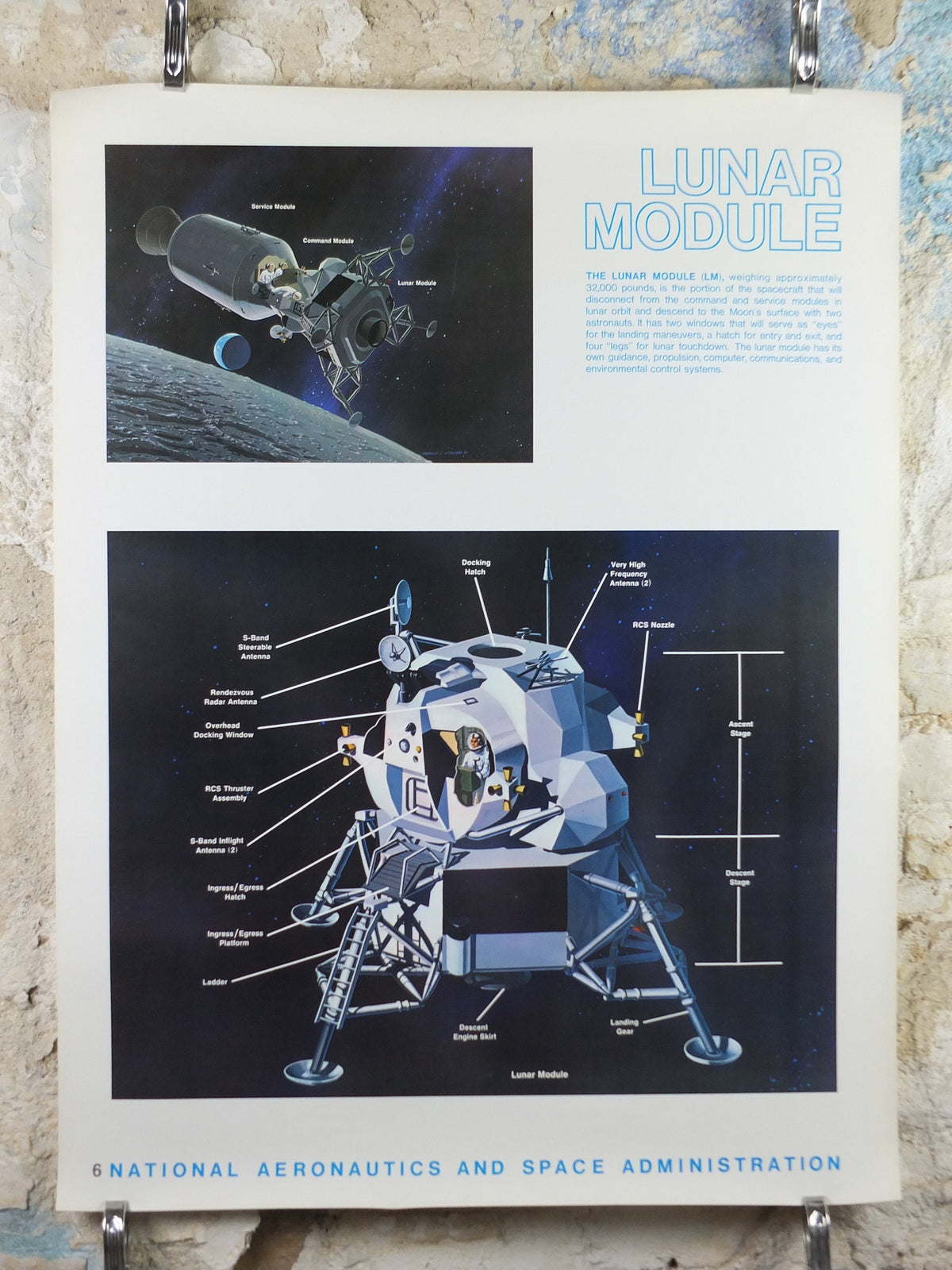 1969 NASA Apollo Lunar Module Poster, used in the Moon landings, Apollo Program, ISS laboratory, wall art decor