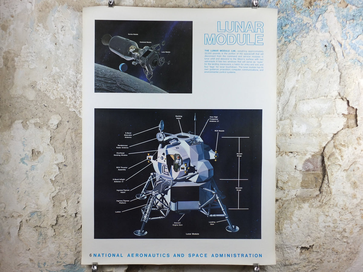 1969 NASA Apollo Lunar Module Poster, used in the Moon landings, Apollo Program, ISS laboratory, wall art decor