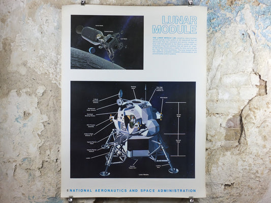 1969 NASA Apollo Lunar Module Poster, used in the Moon landings, Apollo Program, ISS laboratory, wall art decor