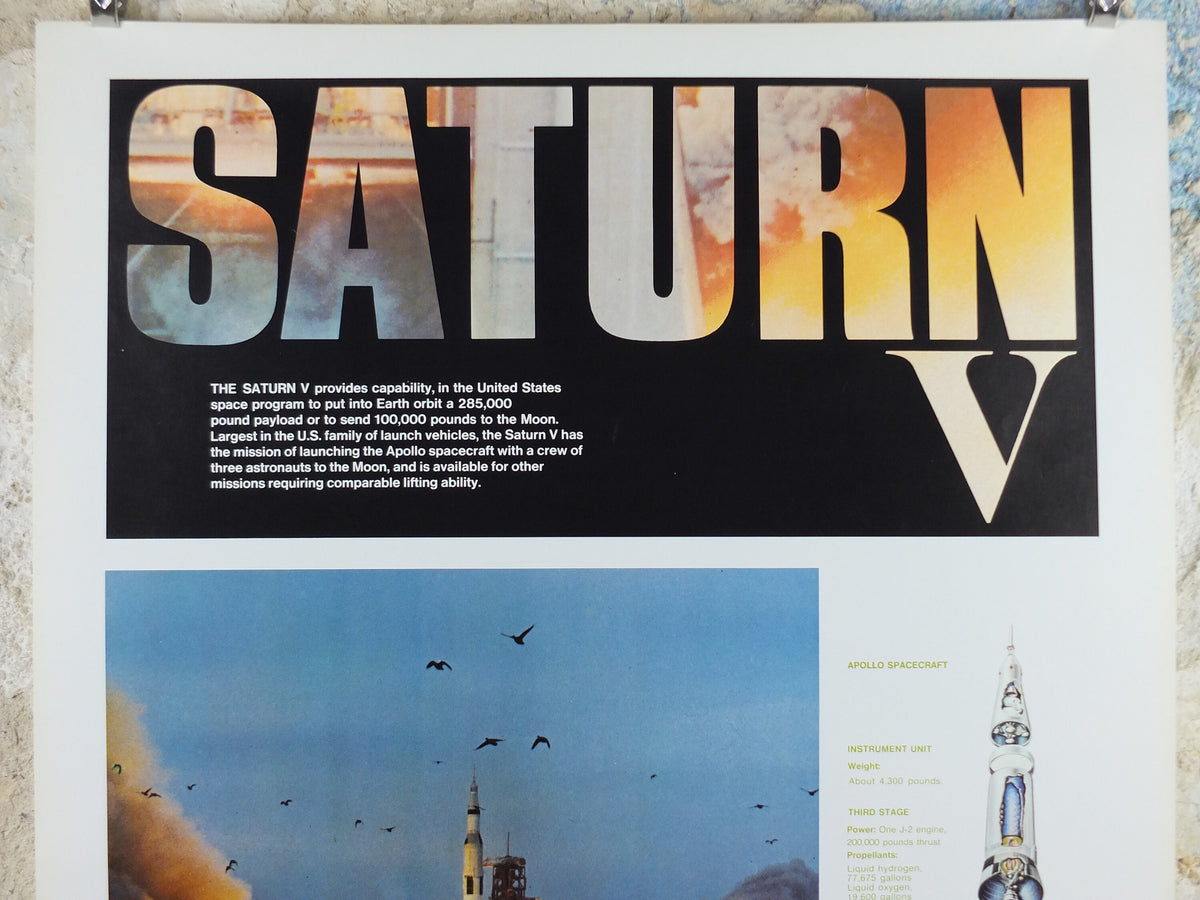 1969 NASA Apollo Saturn V Poster, the launch rocket used in the Moon landings, Apollo Program, Rocketry, wall art decor