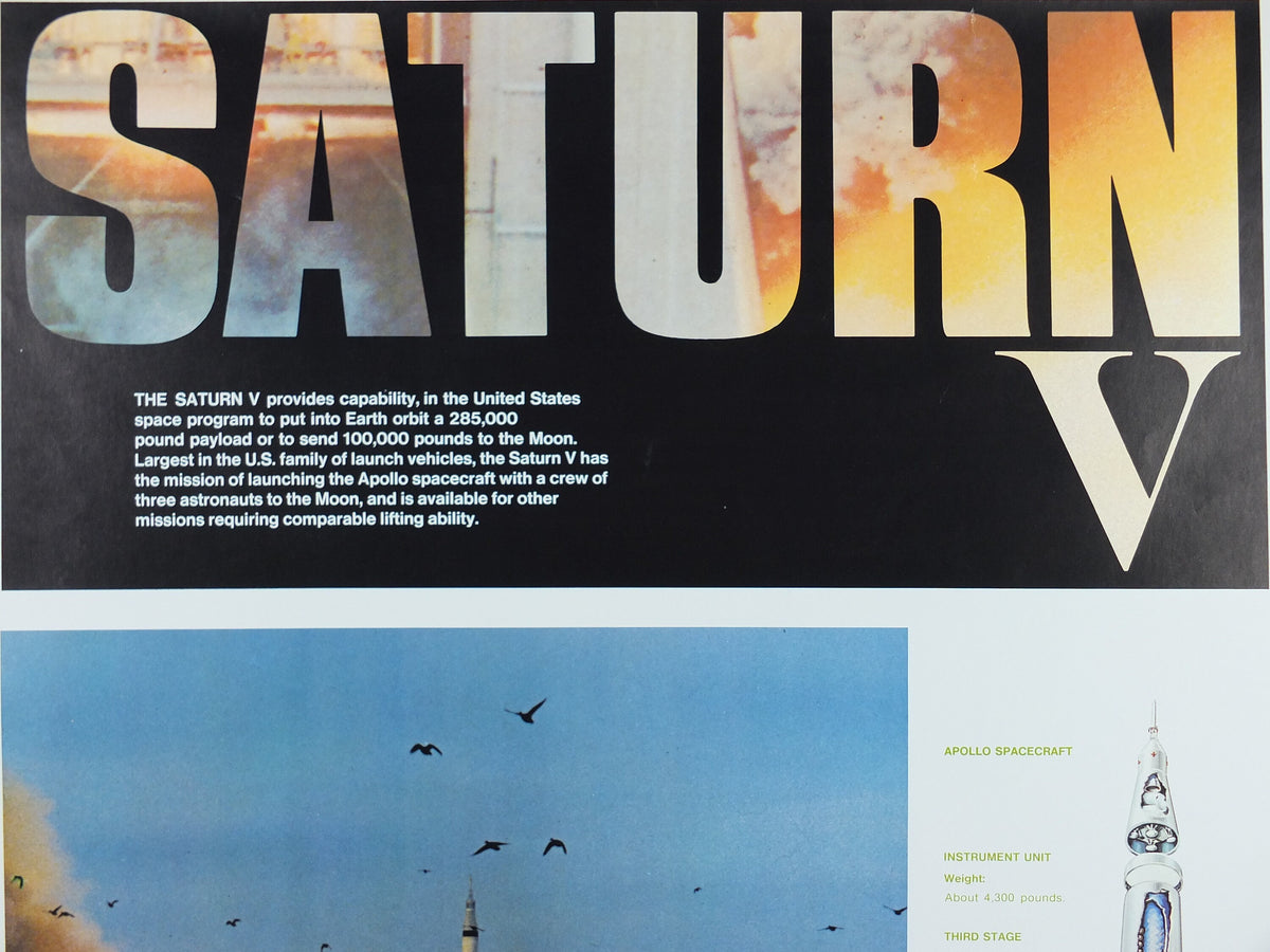 1969 NASA Apollo Saturn V Poster, the launch rocket used in the Moon landings, Apollo Program, Rocketry, wall art decor
