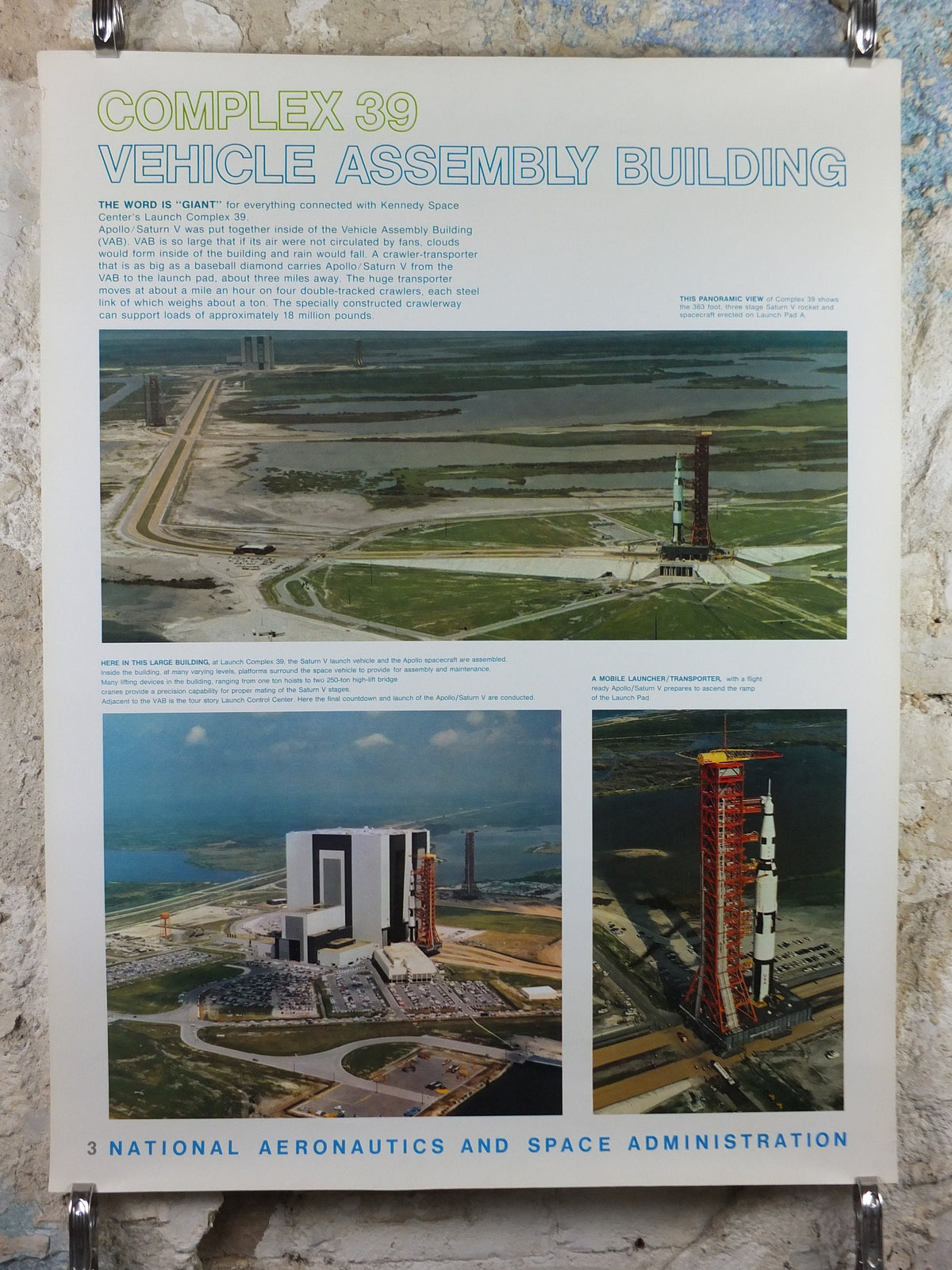 1969 NASA Apollo Complex 39 Poster, the Vehicle Assembly Building from Moon landings, Apollo Program, Kennedy Space Center, wall art decor