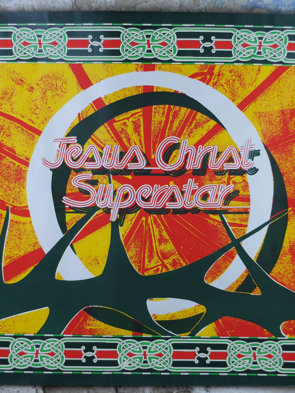 Jesus Christ Superstar Poster, 1970s, Crown of Thorns, halo, celtic design, from the Theatre Royal, theatre memorabilia, wall art decor