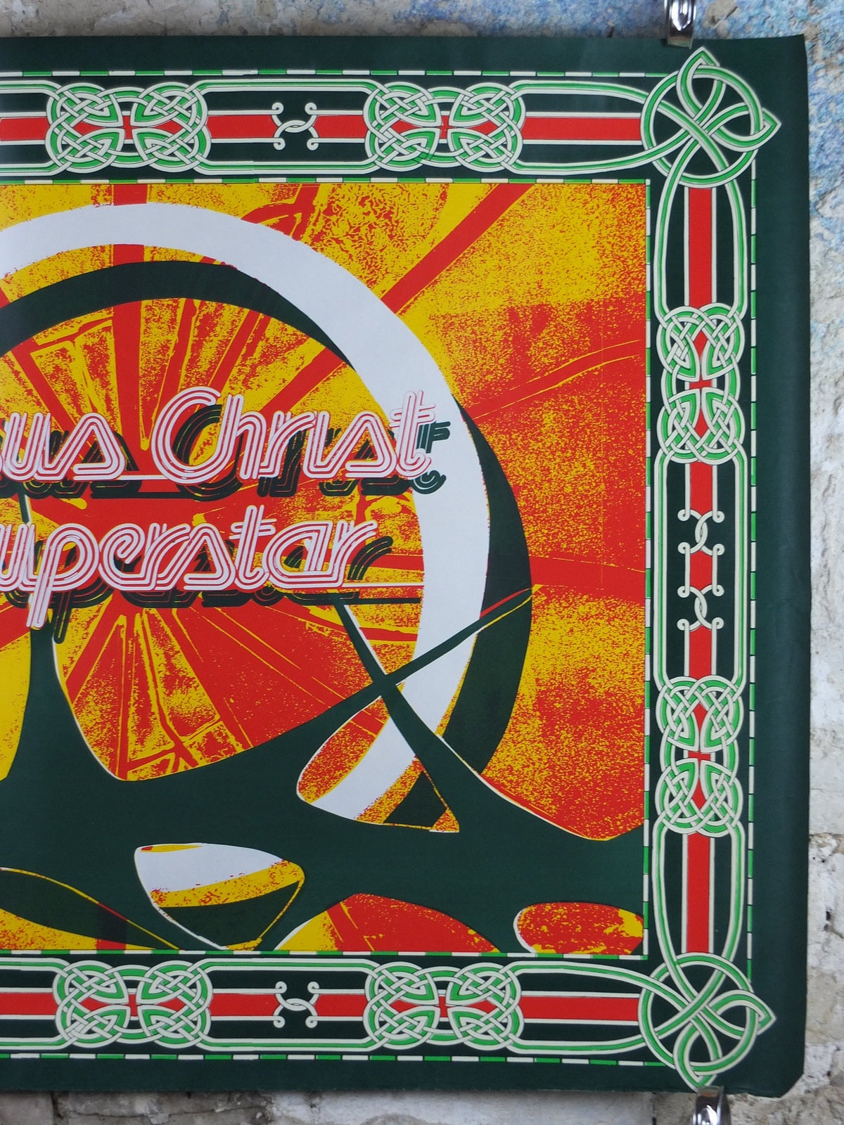 Jesus Christ Superstar Poster, 1970s, Crown of Thorns, halo, celtic design, from the Theatre Royal, theatre memorabilia, wall art decor