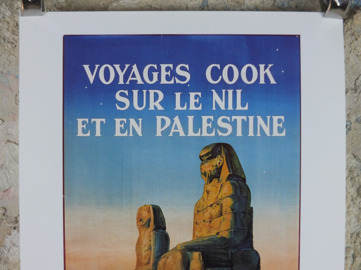Egypt Colossi of Memnon Travel Poster, River Nile, Excursions in the Orient, Reprint, travel and tourism advertising, wall art decor 1990s