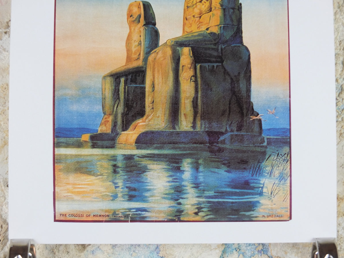 Egypt Colossi of Memnon Travel Poster, River Nile, Excursions in the Orient, Reprint, travel and tourism advertising, wall art decor 1990s