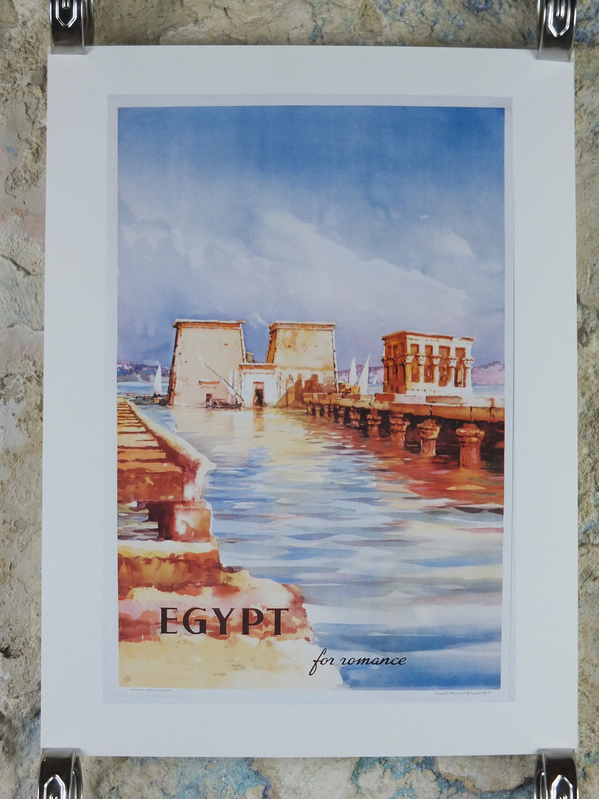 Egypt River Nile Travel Poster, Fellucas, Excursions in the Orient, Reprint, travel and tourism advertising, wall art decor 1990s