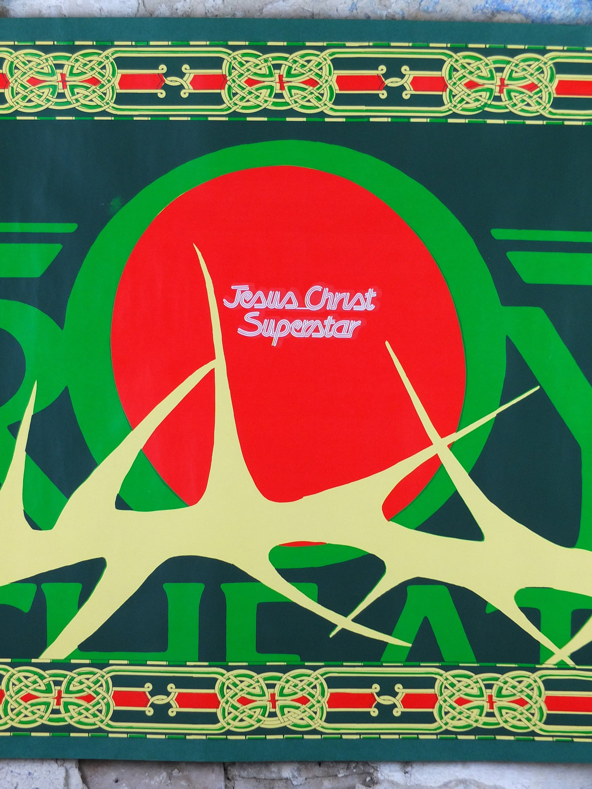 Jesus Christ Superstar Poster, 1970s, Crown of Thorns, halo, celtic design, from the Theatre Royal, theatre memorabilia, wall art decor