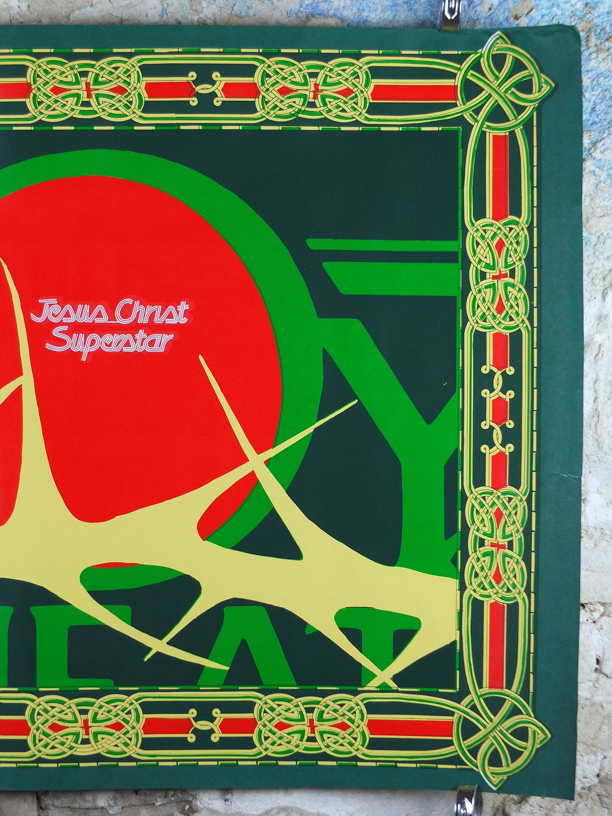 Jesus Christ Superstar Poster, 1970s, Crown of Thorns, halo, celtic design, from the Theatre Royal, theatre memorabilia, wall art decor