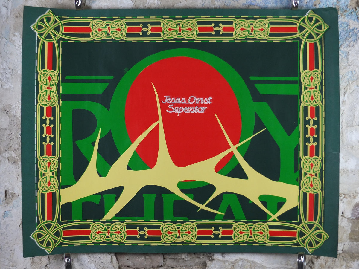 Jesus Christ Superstar Poster, 1970s, Crown of Thorns, halo, celtic design, from the Theatre Royal, theatre memorabilia, wall art decor