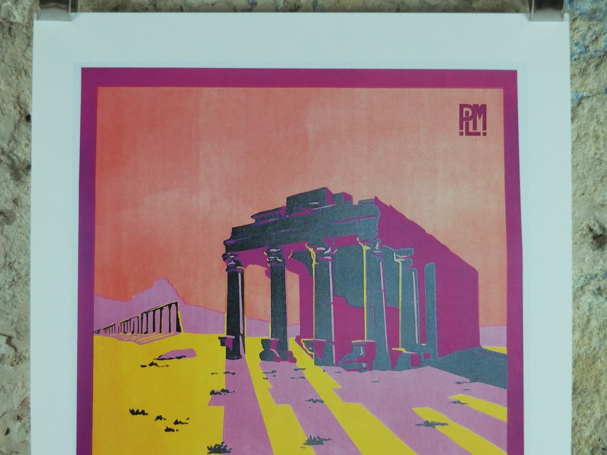 Syria Temple of Bal Travel Poster, Baal Palmyra , Excursions in the Orient, Reprint, travel and tourism advertising, wall art decor 1990s
