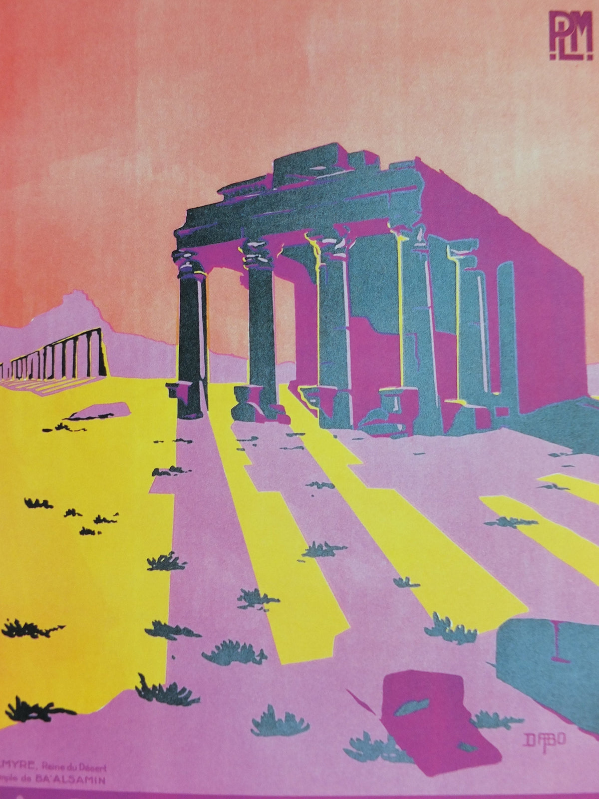 Syria Temple of Bal Travel Poster, Baal Palmyra , Excursions in the Orient, Reprint, travel and tourism advertising, wall art decor 1990s