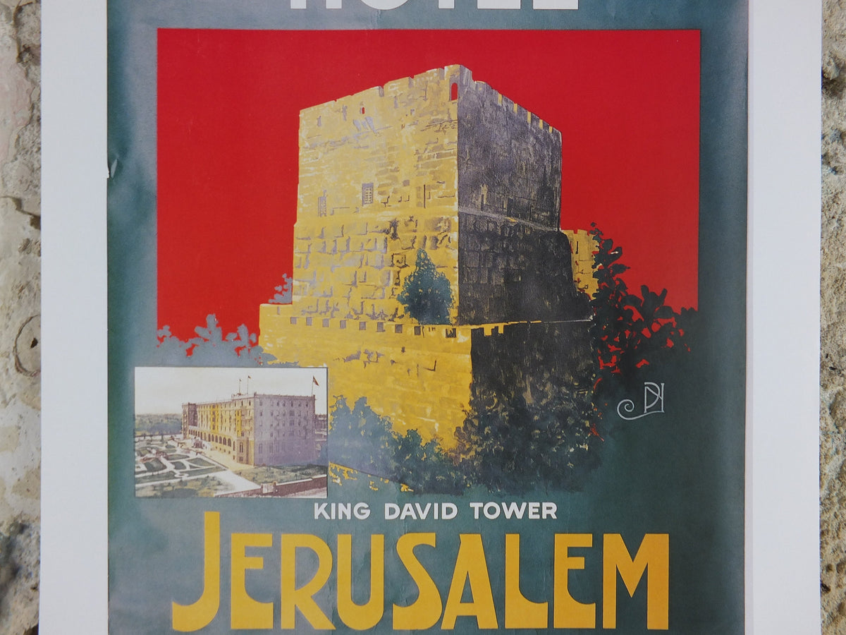 Jerusalem King David Hotel Travel Poster, Excursions in the Orient, Reprint, travel and tourism advertising, wall art decor 1990s