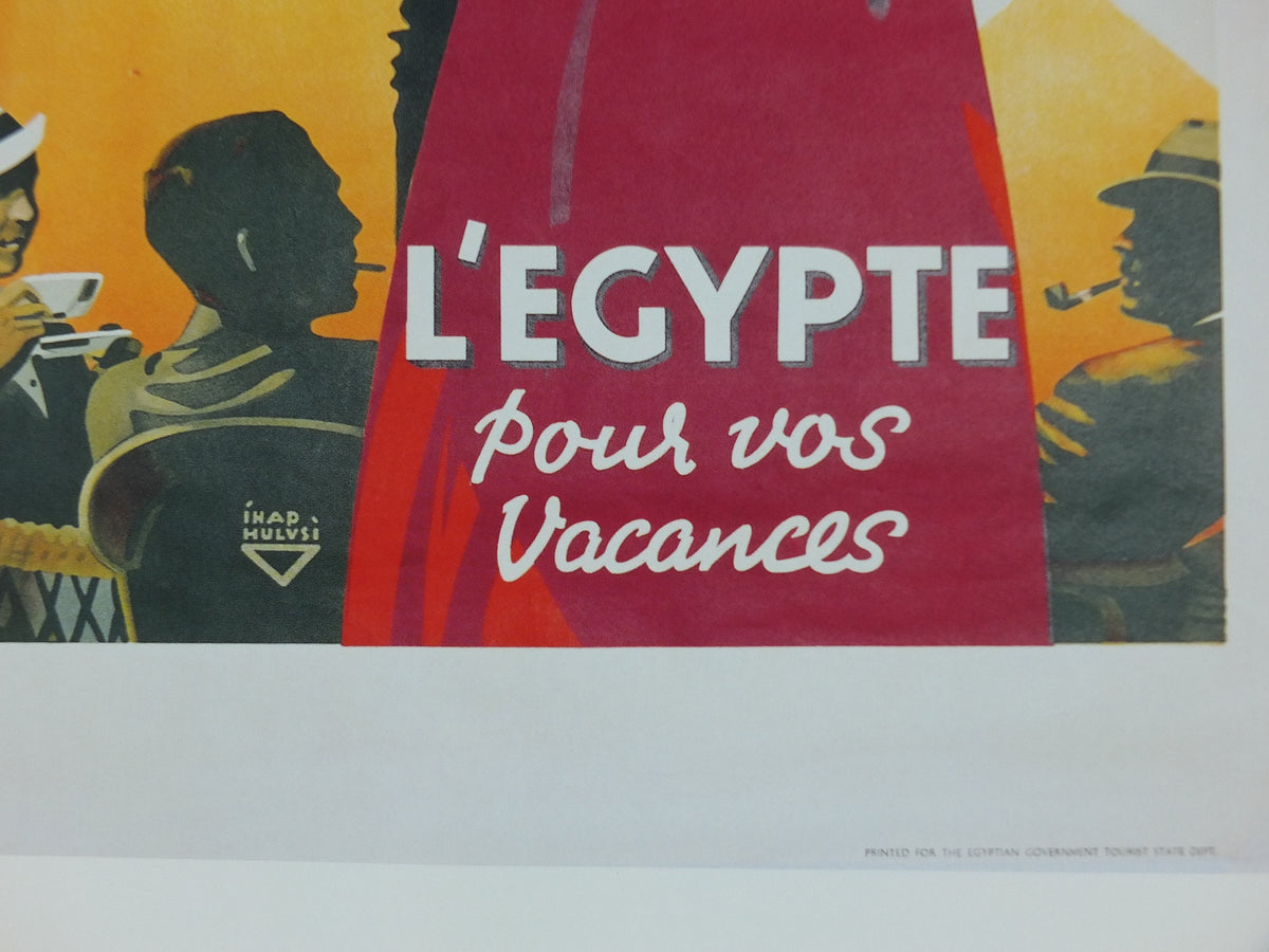 Egypt Pyramids Travel Poster, L'Egypt pour vos Vacances, Reprint, travel and tourism advertising, wall art decor 1990s