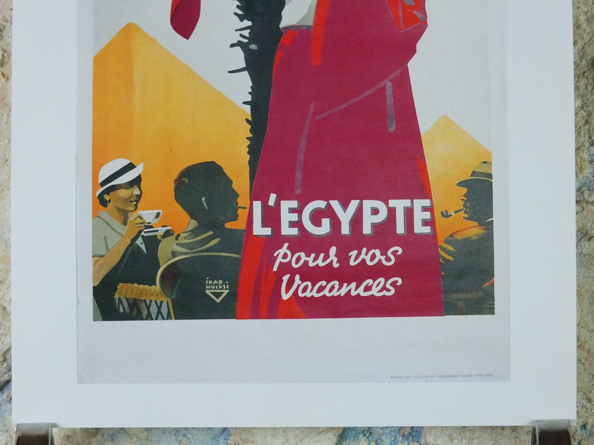 Egypt Pyramids Travel Poster, L'Egypt pour vos Vacances, Reprint, travel and tourism advertising, wall art decor 1990s