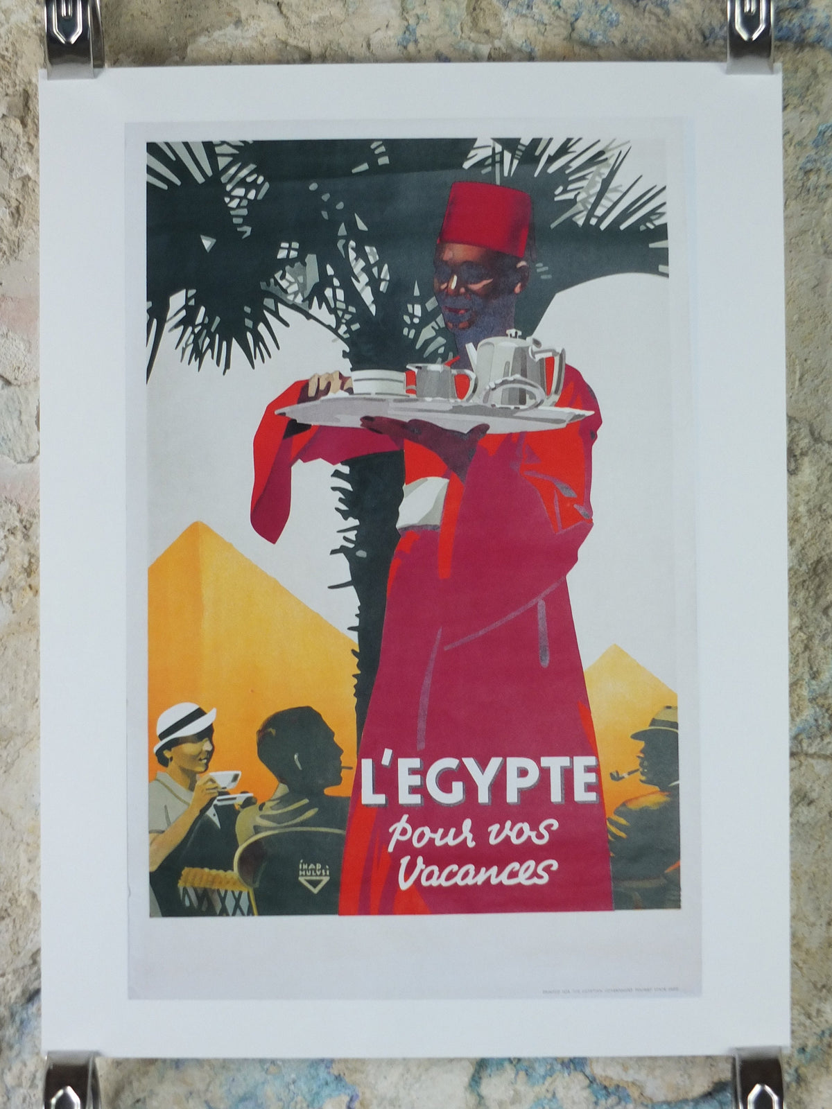 Egypt Pyramids Travel Poster, L'Egypt pour vos Vacances, Reprint, travel and tourism advertising, wall art decor 1990s