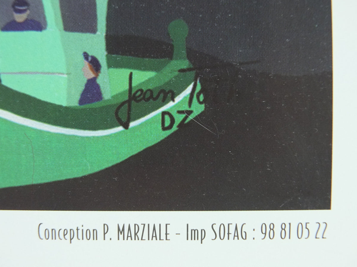 1994 Boats on the Sea Poster, Jean Toth, colourful tugs, seascapes, French painter, wall art decor